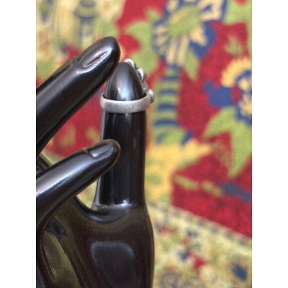 Purple Glass Cluster Silver Tone Cocktail Ring Band Size 5 Bezel Set Stone - Picture 5 of 7